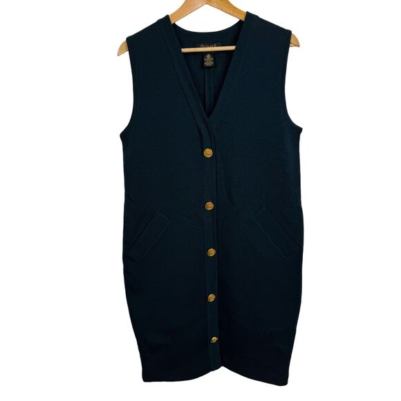 5 for $25| Premier Petites Wool Sweater Vest Gold Buttons Teal Dress Size XS - Picture 1 of 7